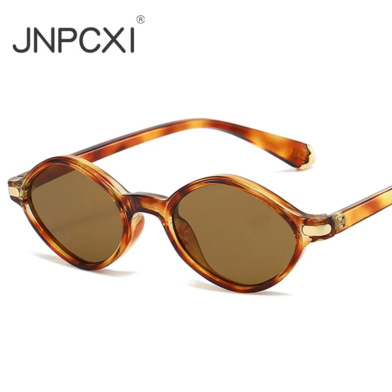 JNPCXI New Retro Polygon Cat Eye Sunglasses Women Fashion Leopard Shades UV400 Men Rivets Sun Glasses