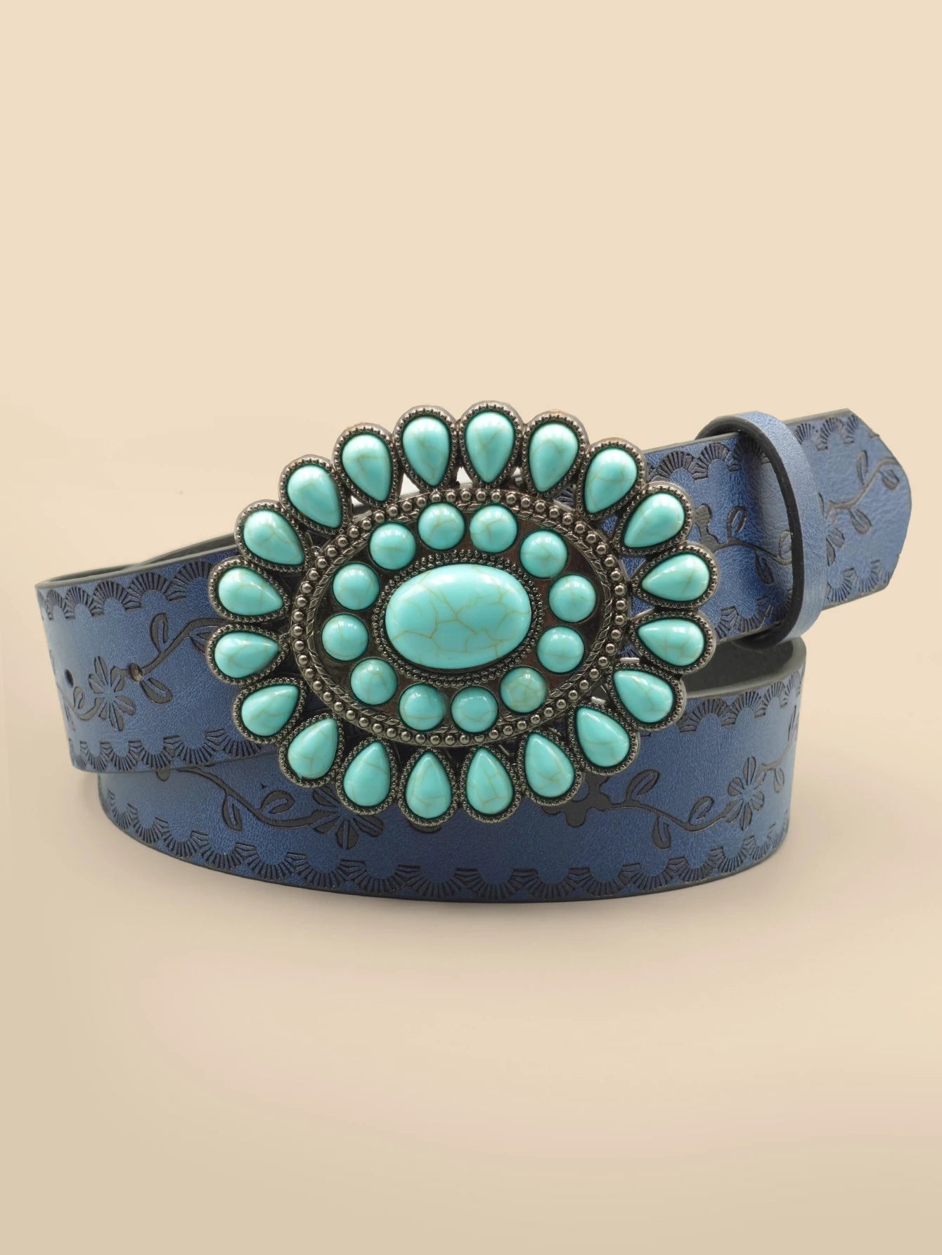 Retro Court Style Imitation Gemstone Inlaid Women's Wide Belt, Western Denim Style, Niche Women's Belt