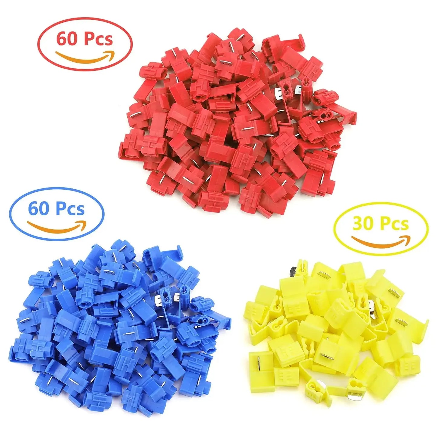 150pcs Quick Splice Wire Connectors, Solderless Quick Splice Snap Insulated Electrical Wire Crimp Connectors Terminal Joint