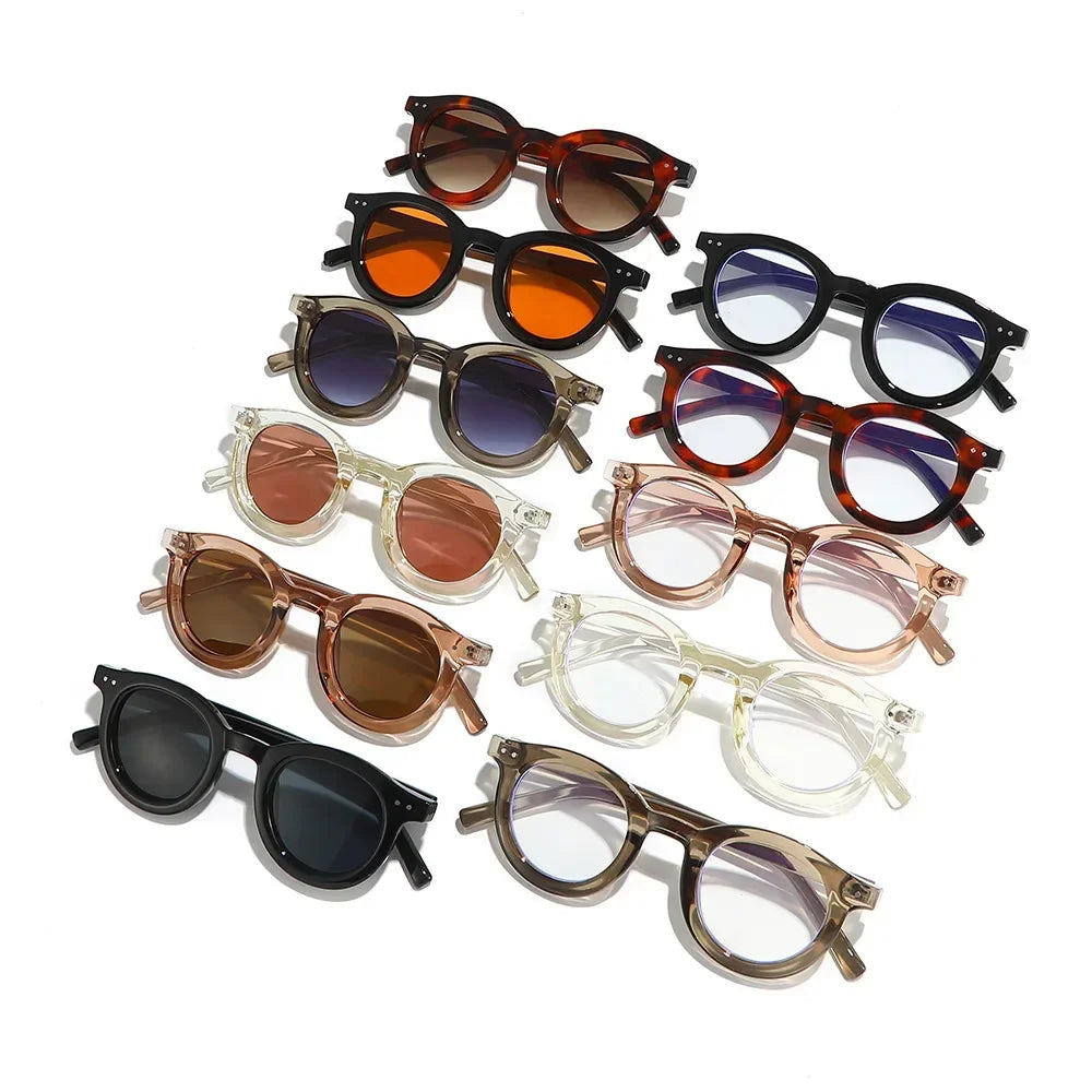 JNPCXI New Oval Sunglasses Women Fashion Clear Gradient Shades UV400 Black Orange Men Trending Rivets Punk Sun Glasses