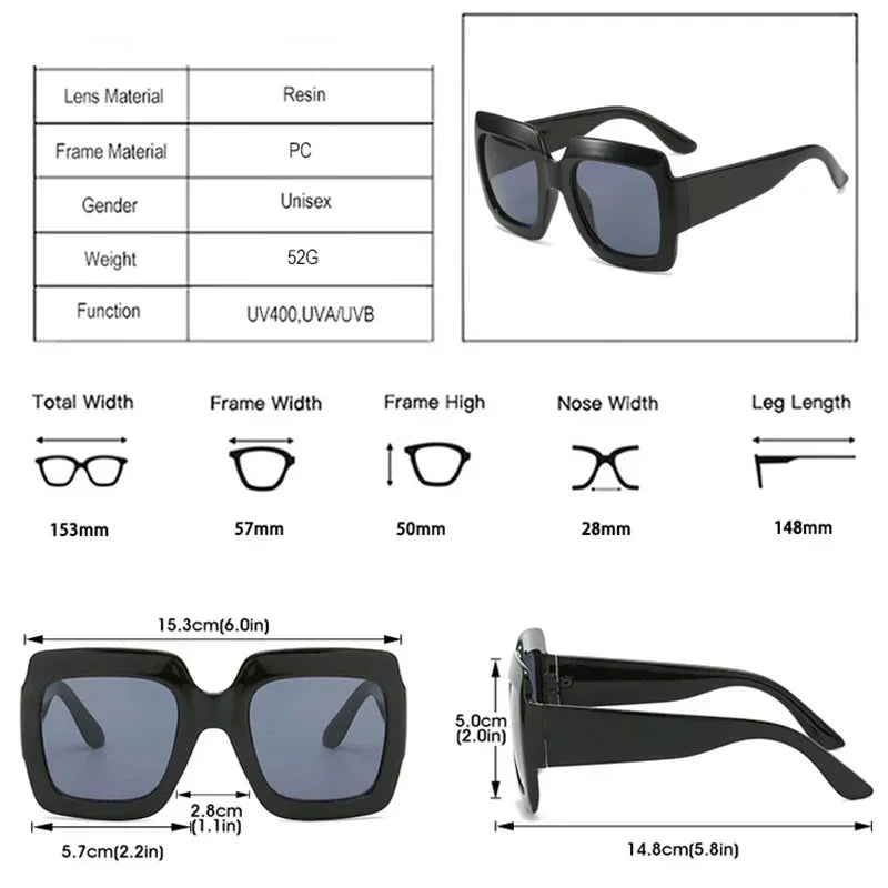 JNPCXI Oversized Square Sunglasses Women Fashion Shades UV400 Men Luxury Brand Designer Male Female Sun Glasses
