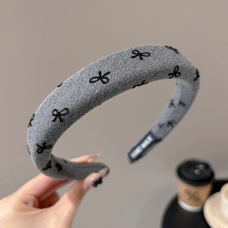 Black and Gray Simple Sponge Headband for Women Elegant Suitable for Daily Wear Including Washing Up Hair Band Fashion Girl