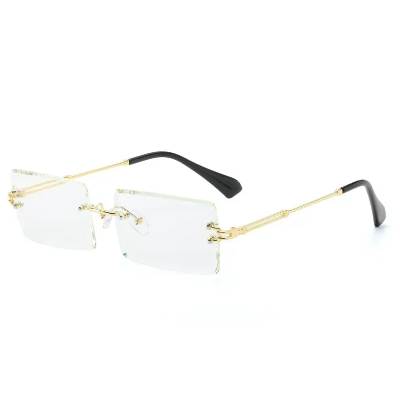 JNPCXI Rectangle Rimless Gradient Sunglasses Women Men Small Shades Fashion Sun Glasses for Male Retro Eyewear