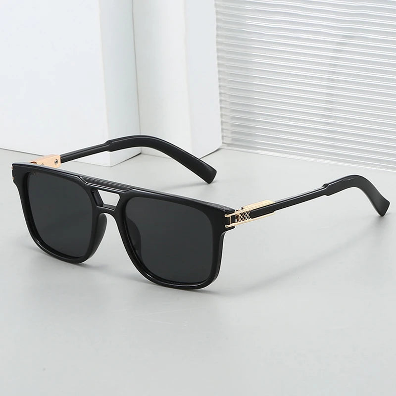 JNPCXI New Double Bridges Square Sunglasses Women Gradient Black Leopard Shades Men Sun Glasses UV400