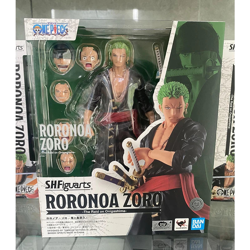 【IN STOCK】Original Bandai S.H.Figuarts One Piece Roronoa Zoro Wano Country Onigashima 15cm Figure Collectible Model
