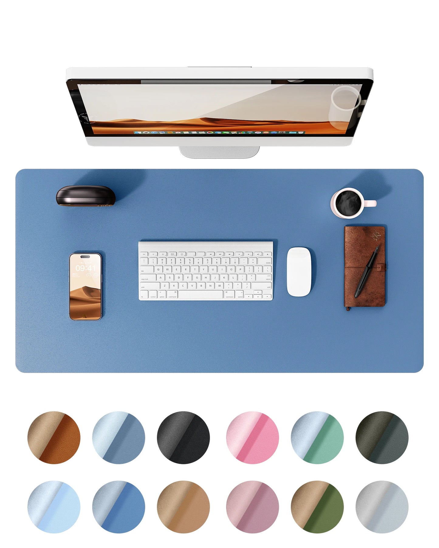 Large Size Leather Desk Pad Protector, Office Desk Mat, Large Mouse Pad, Non-Slip PU Leather Desk Blotter, Laptop Desk Pad