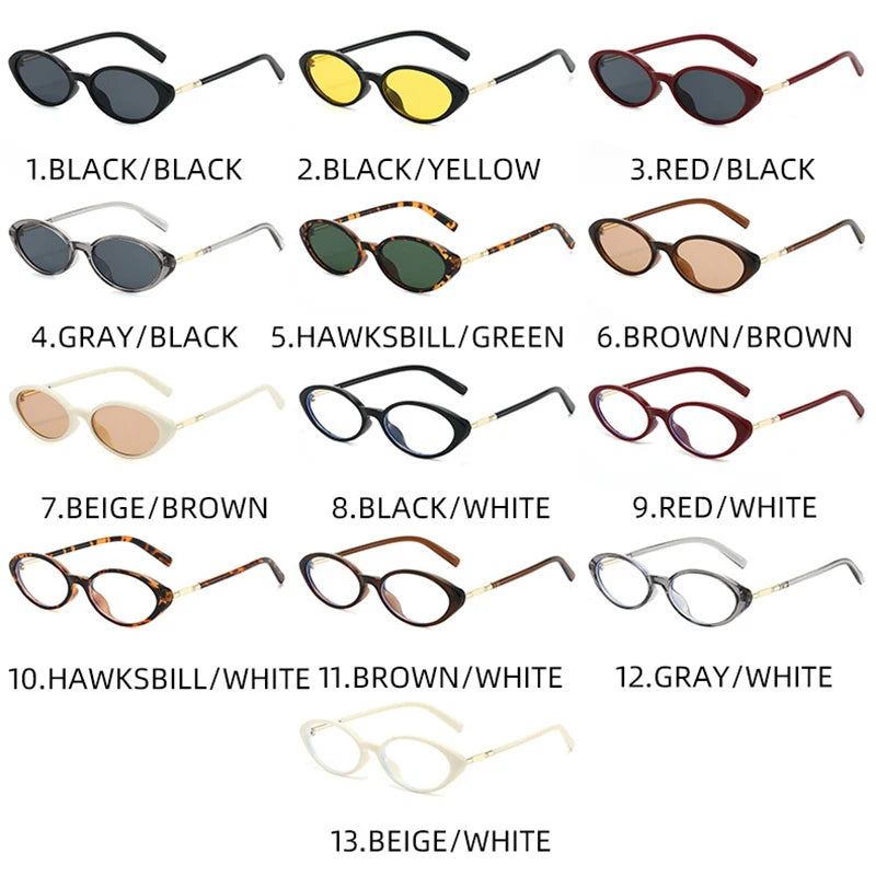 JNPCXI Fashion Small Cat Eye Women Sunglasses Shades Clear Lens Frame Men Punk Leopard Green Oval Sun Glasses UV400