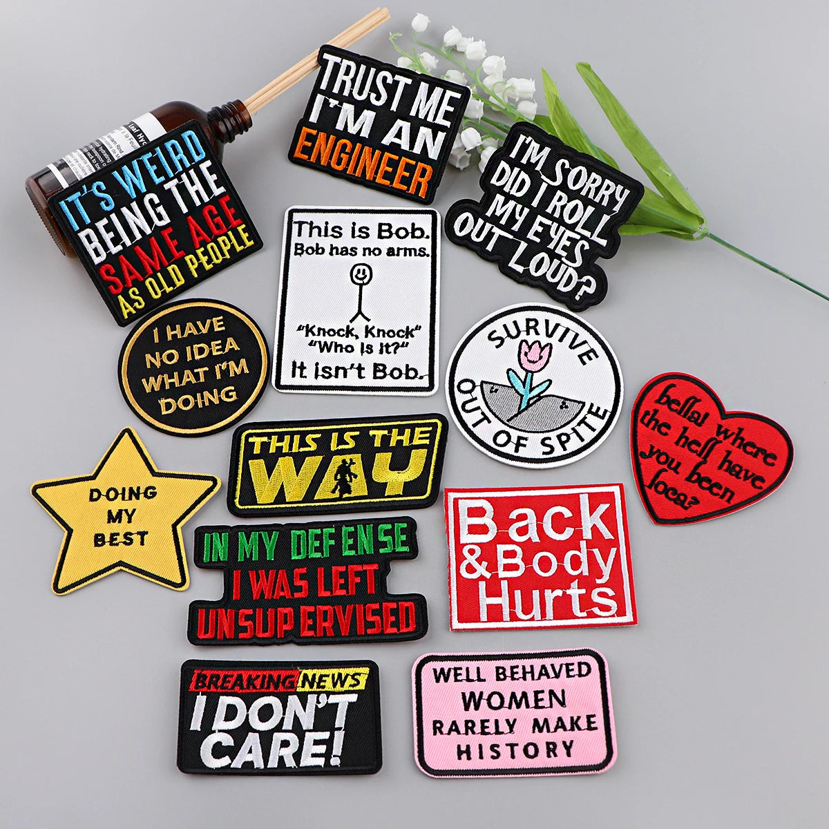THIS IS THE WAY Patch Motivational Phrase Iron On Patches On Clothes Applique Sewing Jackets Stripes Embroidered Badge Patch