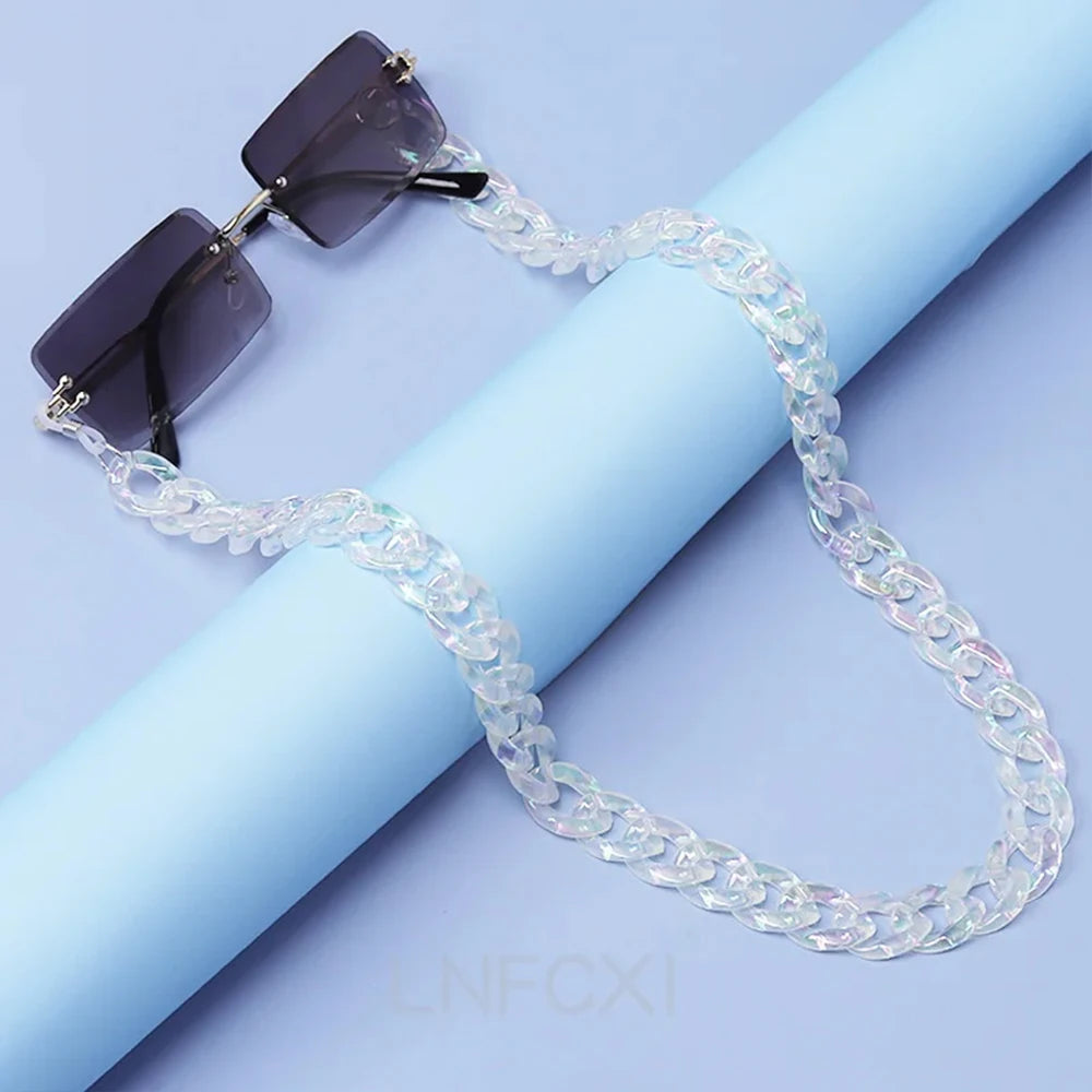 New Matte Retro Acrylic Glasses Chain Lanyards Gold Color Reading Glasses Hanging Neck Chains Sunglasses Chain Straps