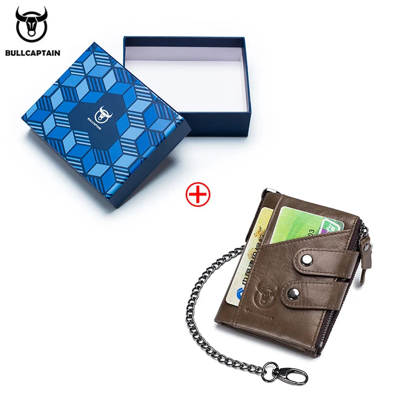 BULLCAPTAIN Men's Zipper Wallet Rfid Wallet Multifunction Storage Bag Coin Purse Wallet's Card Bags Genuine Leather Purse Male