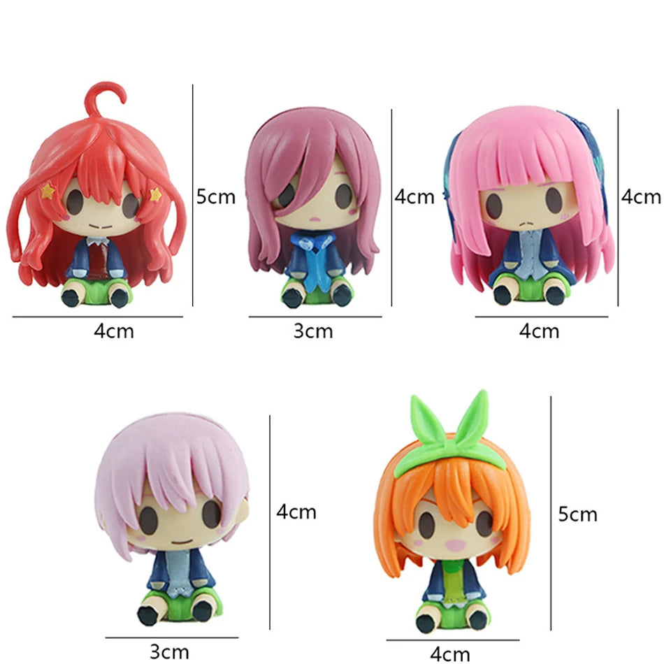 5Pcs The Quintuplets 4-5cm Mini Anime Figure Kazuhana Nino Miku Nakano Shika May