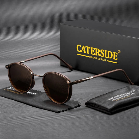 Caterside Vintage Polarized Round Sunglasses Men Hip Hop Style Metal Frame Sun Glasses Women Driving Fishing Party Eyewear Uv400