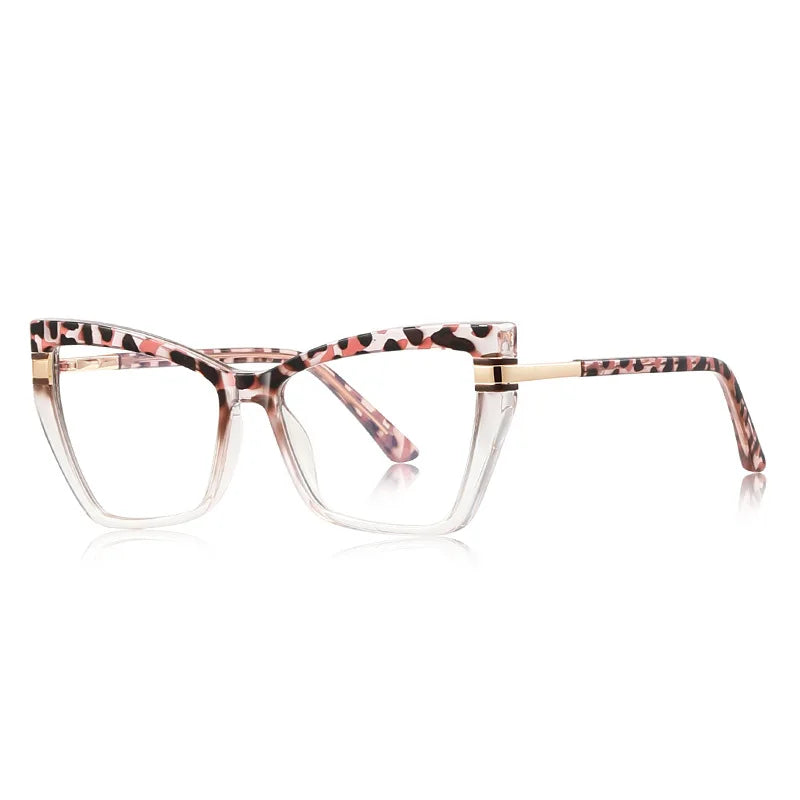 JNPCXI New TR90 Cat Eye Anti Blue Light Reading Glasses Women Trendy Gradient Color Myopia Prescription Photochromic Eyeglasses