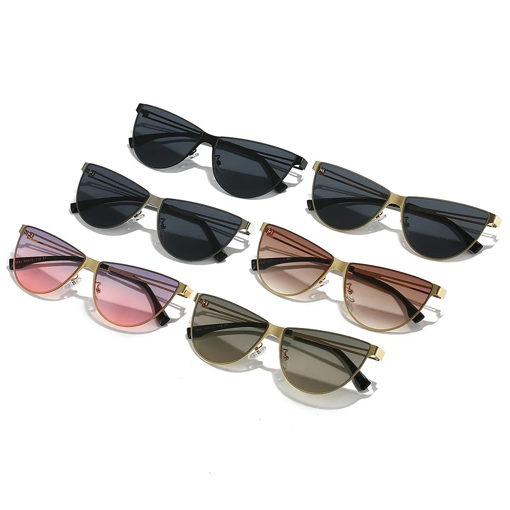 JNPCXI New Fashion Cat Eye Women Sunglasses Vintage Metal Frame Gradient Shades UV400 Men Trending Sun Glasses
