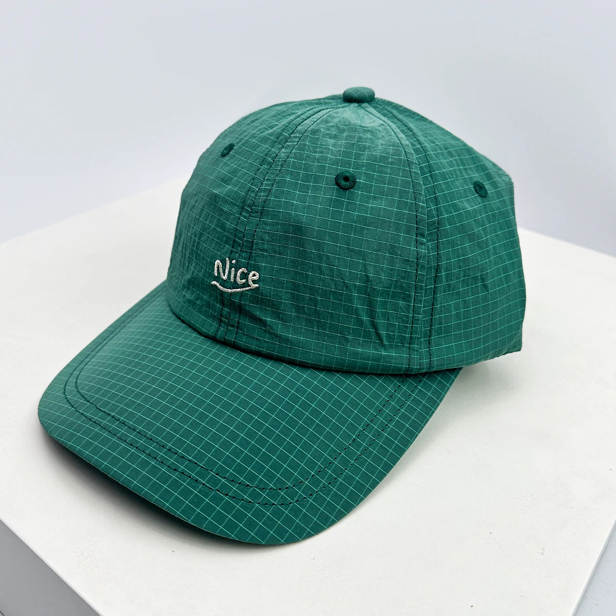 New Unisex Embroidered Nice Letters Simple Baseball Hats Breathable Quick Drying Sunshade Peaked Caps Versatile Small Lattice