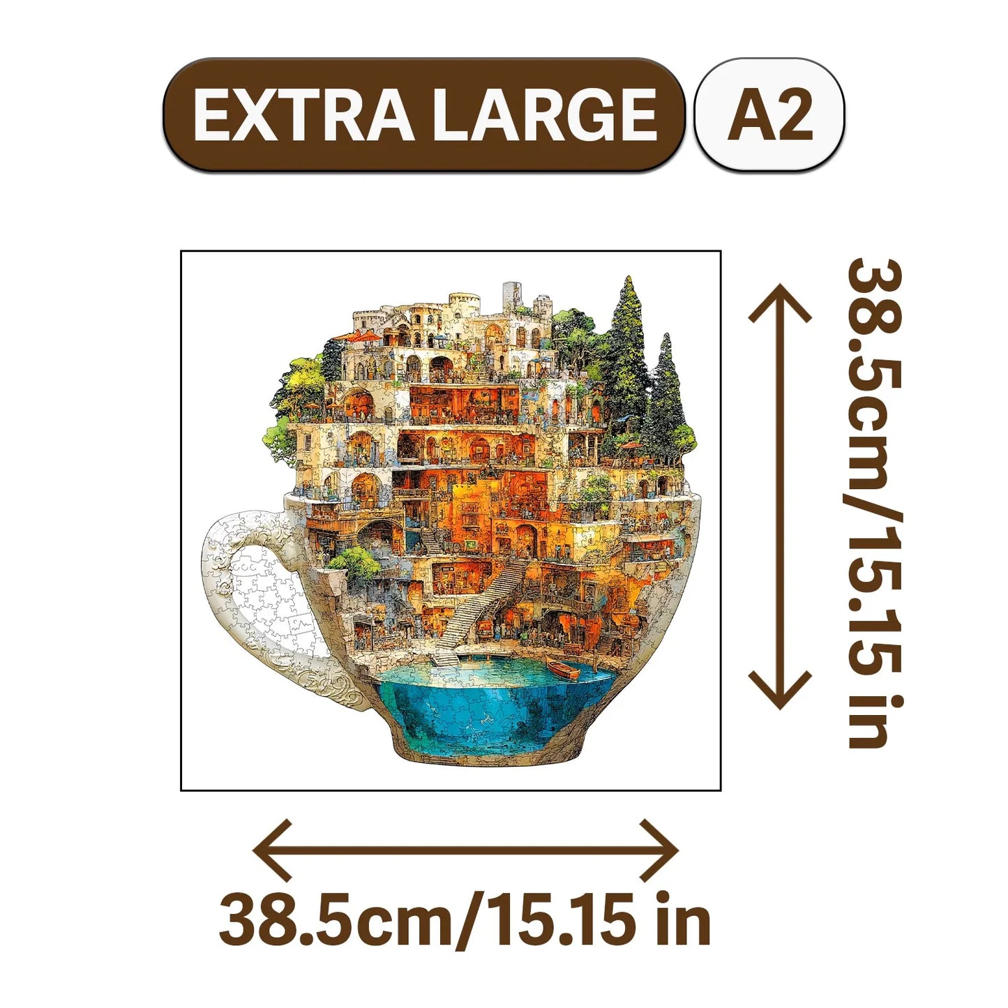 World in Cup Wooden Jigsaw Puzzle Wood Home Decor Painting Christmas and Halloween Gift Toy for Teen and Kid