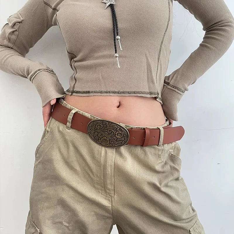 N Retro Belt Female 2024 New Black Jeans Decoration Simple Accessories Ins Wide Belt