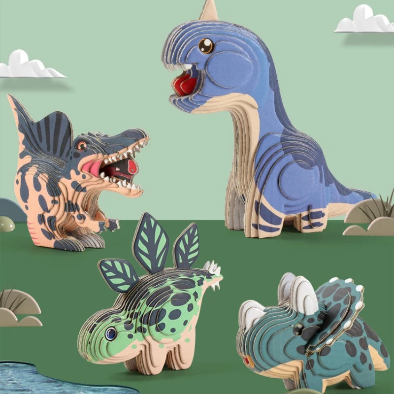 3D Animal Puzzle for Kids - DIY Dinosaur Ocean Safari Paper Crafts, Educational toy for Preschool Learning Activities