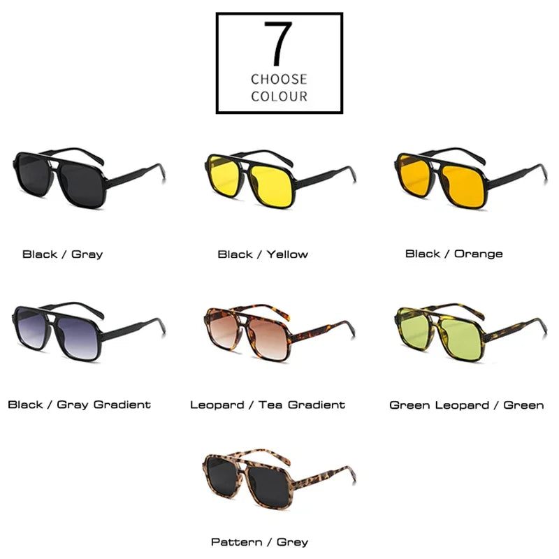 JNPCXI Retro Double Bridges Square Women Luxury Sunglasses Fashion Green Shades UV400 Men Gradient Sun Glasses