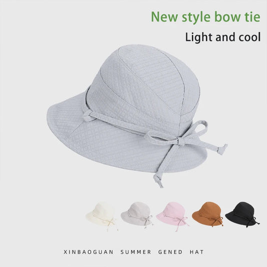 6148-New summer women's outdoor sun protection hat - stylish bow fisherman hat with wide brim, smallroundcrown,suitableforshowin