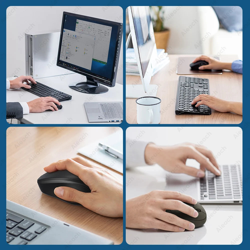 Aieach Color Wireless Bluetooth Mouse USB Silent Ergonomic Gamer Mouse Laptop PC