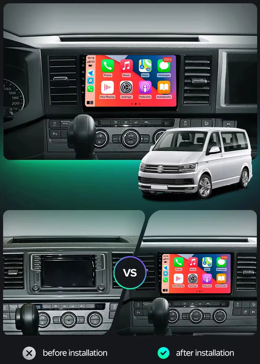 For VW Volkswagen Caravelle 6 T6 2015-2020 GPS DVD DSP Car Radio Multimedia Video Player Android 15 Auto Carplay Navigation