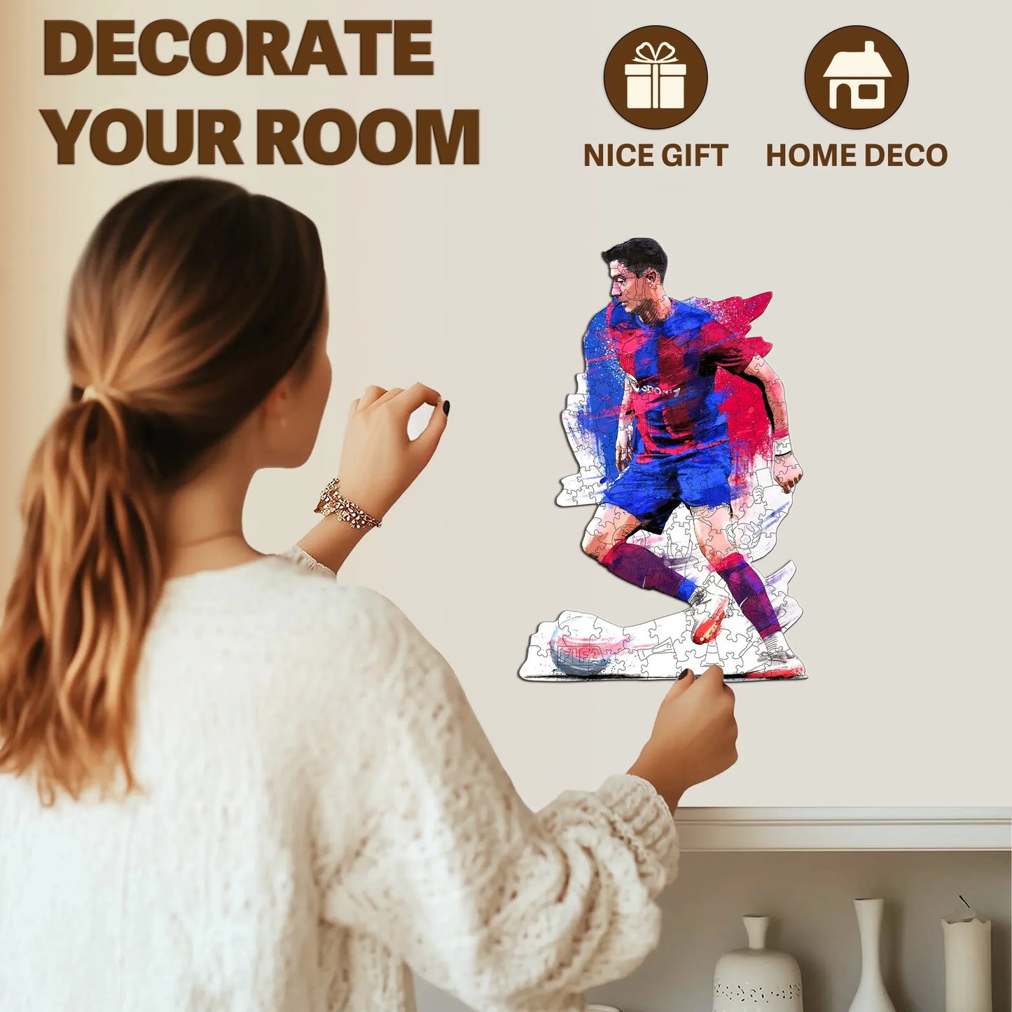 Football Genius Wooden Jigsaw Puzzle Wood Home Decor Painting Christmas and Halloween Gift Toy for Teen and Kid