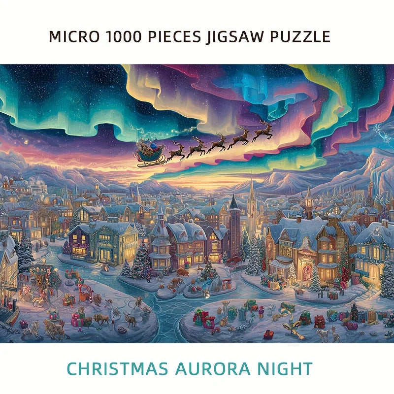 1000pcs Christmas Jigsaw Puzzle Northern Lights Large Puzzle Pieces (15x10 Inches/38x26cm)for Christmas Gifts, Stocking Stuffers