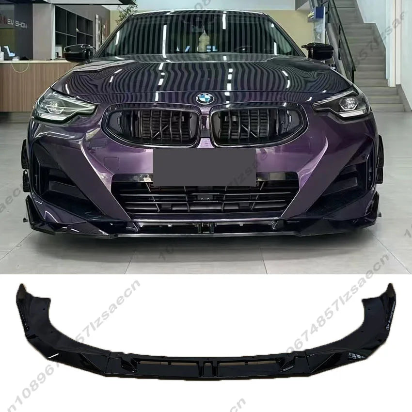Car Front Bumper Diffuser Lip Chin Spoiler For BMW 2 Series G42 Coupe M Sport 2022-2025 Body Kit Splitter Tuning Gloss Black