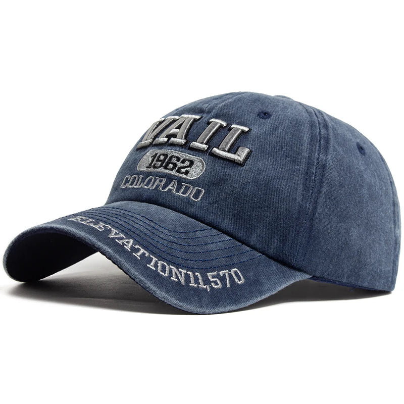 Men's Baseball Cap Fashion VAIL Letter Embroidered Cotton Soft Top Women Hats Summer Casual Travel Visor Caps Trucker Hat Unisex
