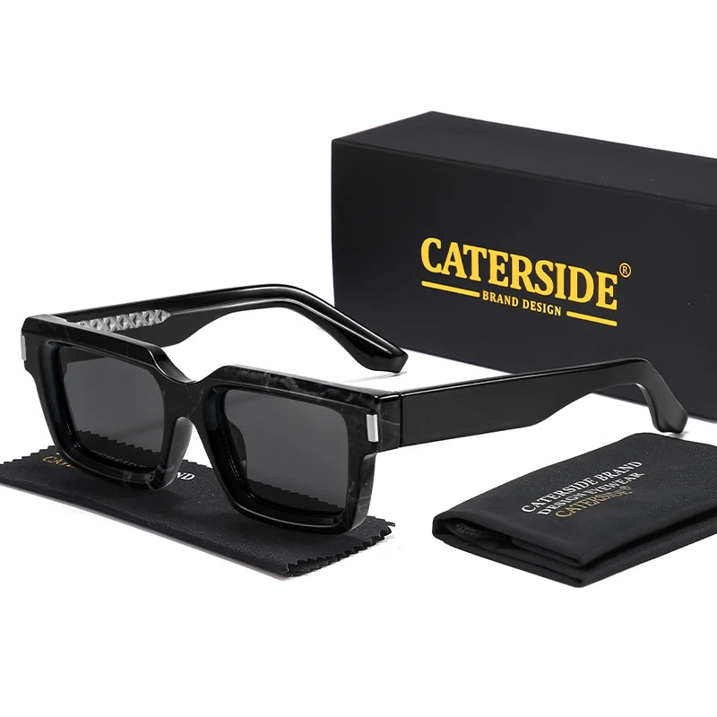 CATERSIDE Vintage Punk Men's Square Sunglasses Brand Design Small Frame Sun Glasses Party Travel Glasses Gift Ideal Choice