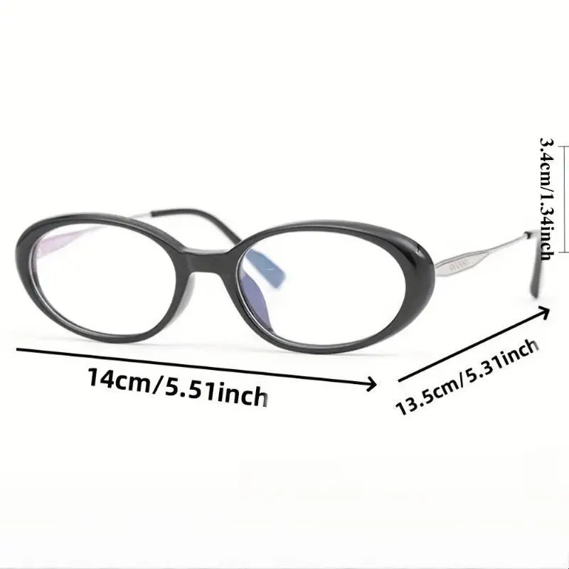Trendy Oval Shaped Small Frame Glasses Providing Anti Blue Light Protection and High-definition Appearance