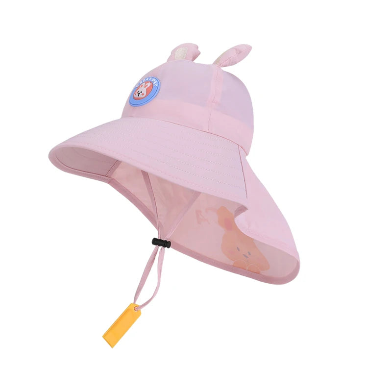 2263-Summer children's hats for boys and girls, outdoor sun protectionhats,cartooncutewhistlesunhats,widebrimshawlfishermanhats.