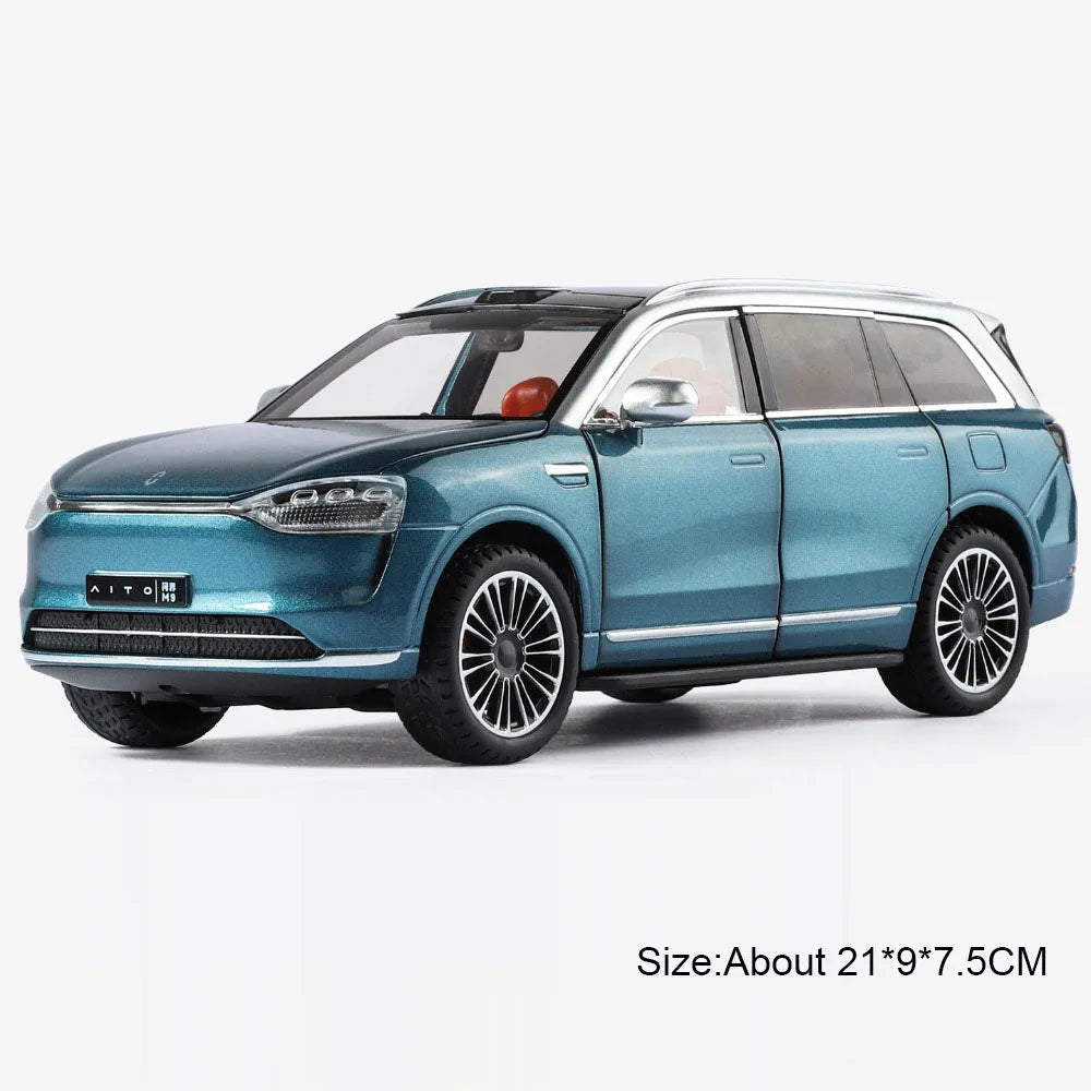 1:24 Sailux AITO M9 Diecast Models Toys Alloy Car Ornament Sound Light Pull Back Doors Opened Miniature Vehices Children's Gifts
