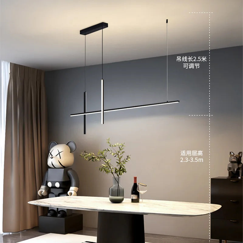 Modern Minimalist Led Chandelier Dimmable Dining Room Kitchen Bar Pendant Light