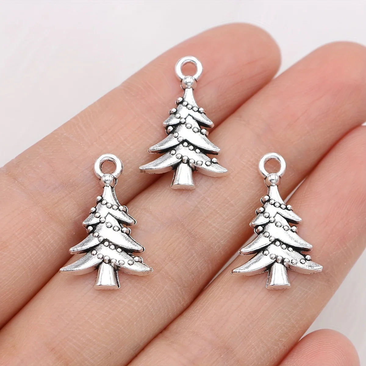 15pcs Silver Plated Christmas Tree Charms Pendants For Jewelry Making DIY Handmade Necklace Earrings Key Chain Accessories