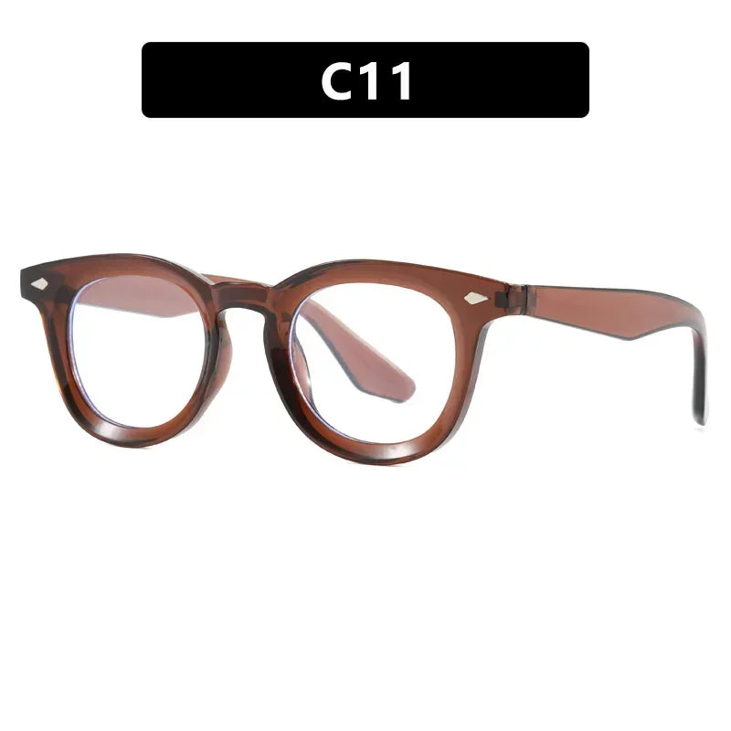 JNPCXI Retro Round Men Sunglasses Fashion Clear Ocean Lens Shades UV400 Women Trending Rivets Sun Glasses
