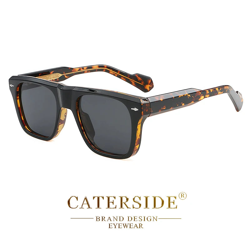 CATERSIDE Retro Sunglasses Men's Large Frame Propionic Core Insert Temple Sun Glasses Women's Party Outdoor Travel Eyewear
