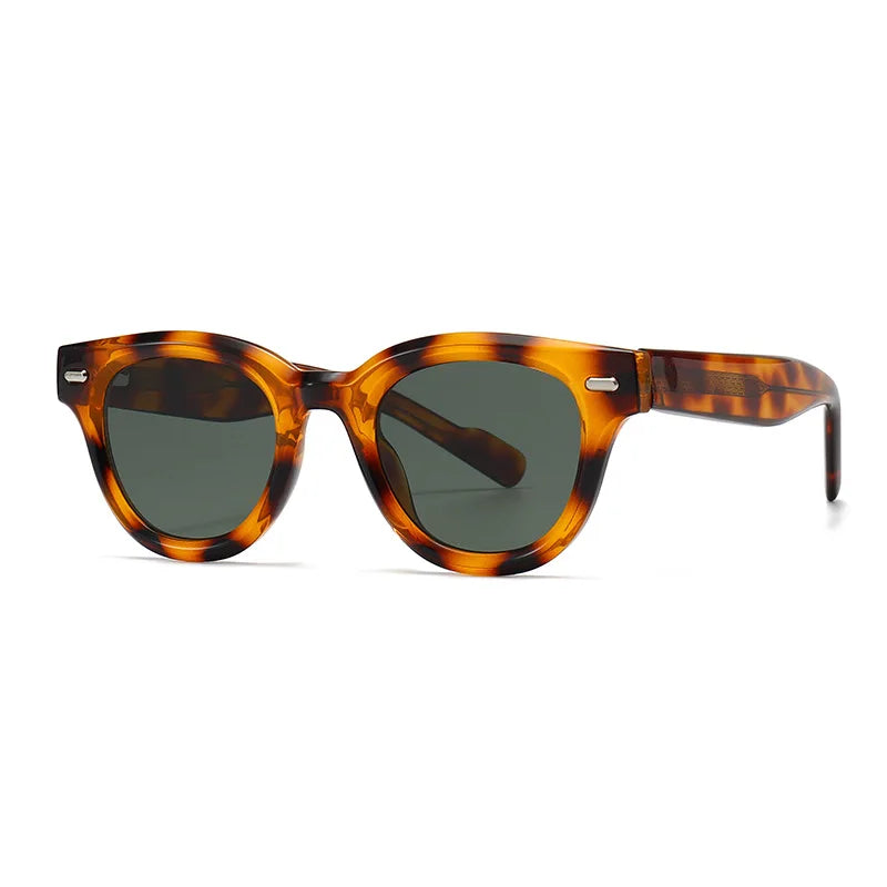 JNPCXI New Round Sunglasses Men Shade Sun Glasses CP Stainless Steel Core Quality Driving Fishing Uv400