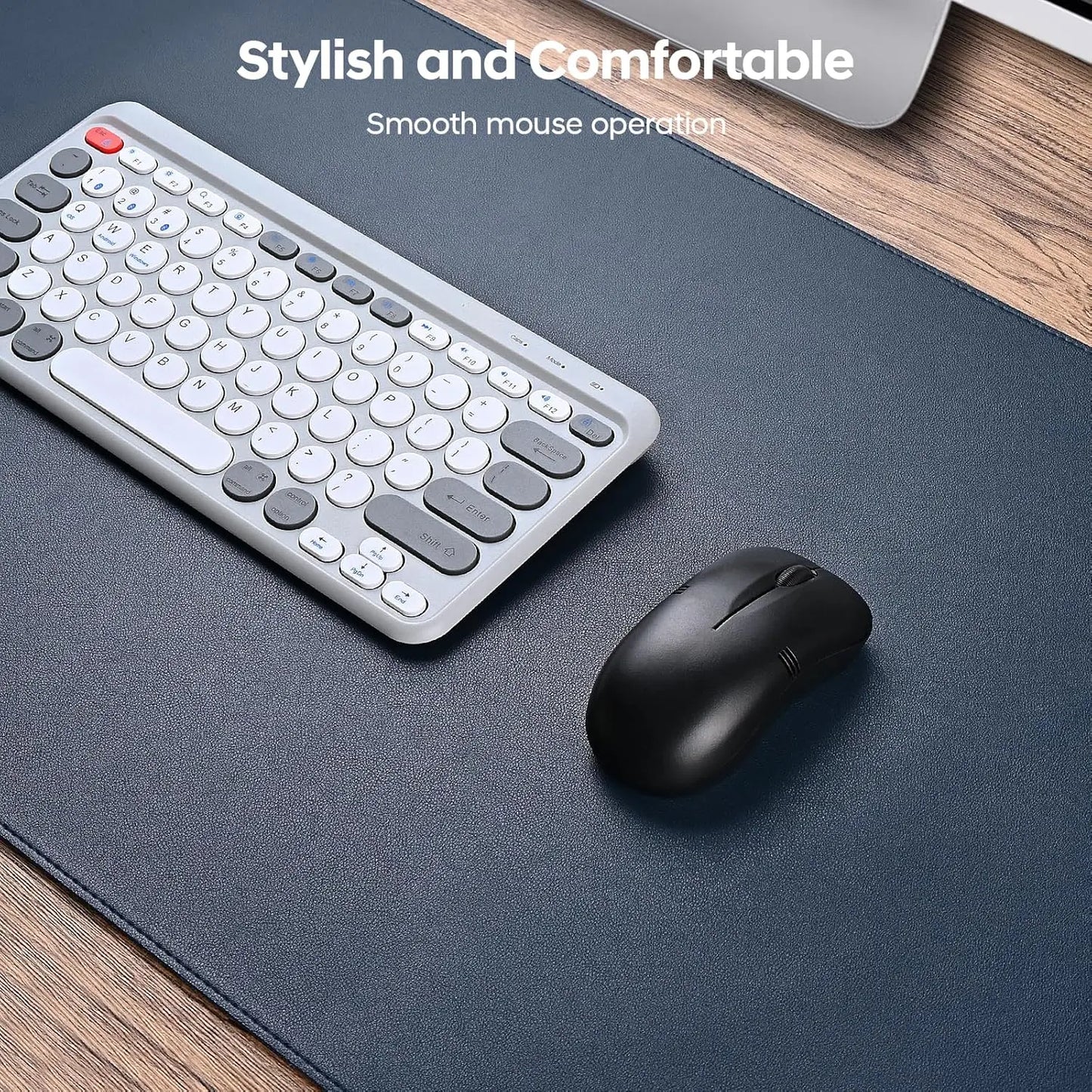 Mouse Pad Large ,PU Desk Pad , Office Desk Mat, Non-Slip PU Leather Desk Blotter, Computer Desk Pad for Office and School