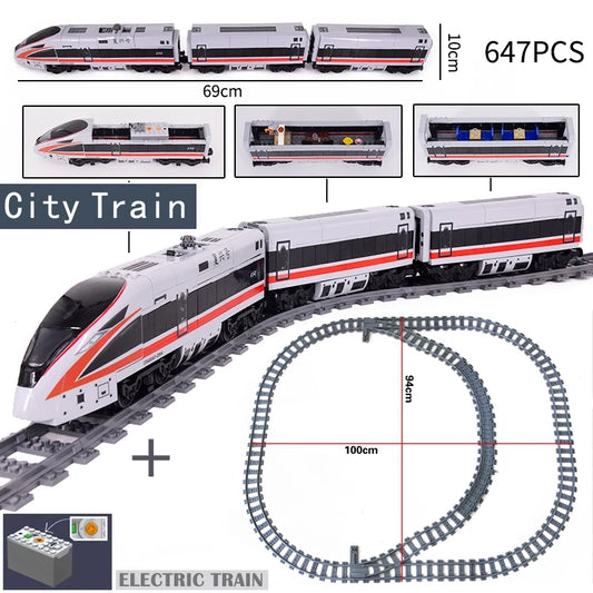 MOC City Series Train Metro Track Building Blocks Railroad Conveyance Toys TR24