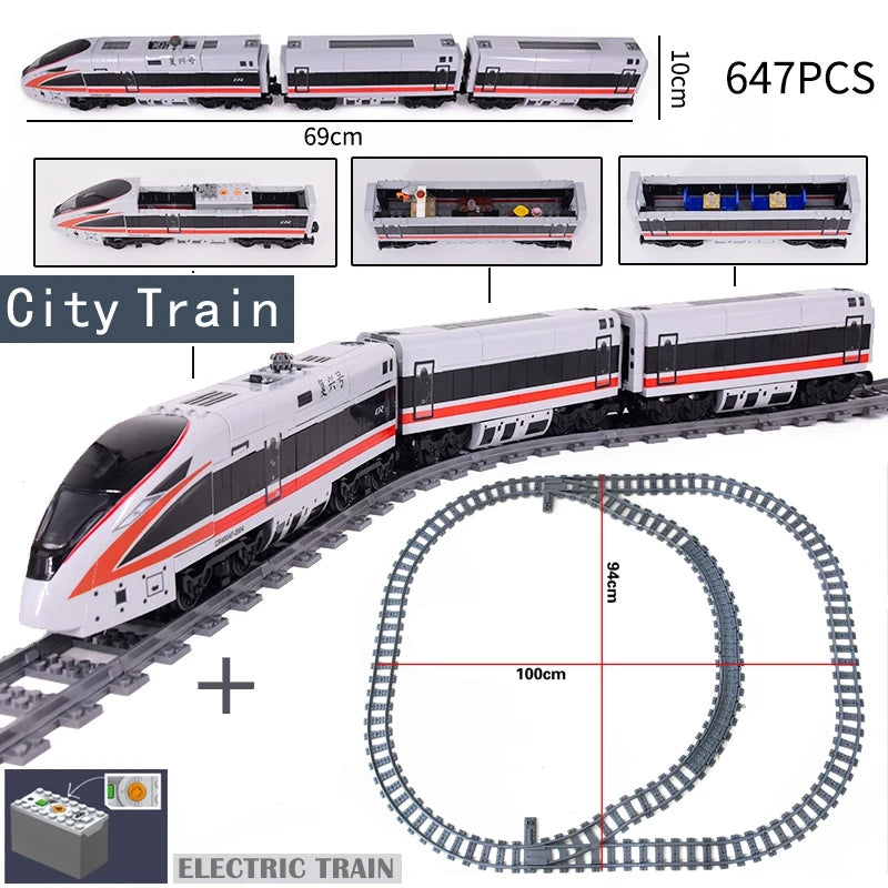 MOC City Series Train Metro Tracks Building Blocks Railroad Conveyance Toys