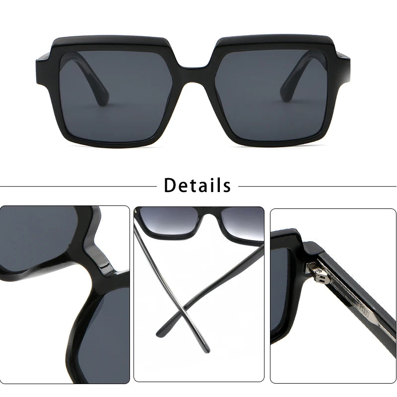 Caterside Retro Square Sunglasses Men Large Frame Propionic Acid Frame Punk Sun Glasses Women Party Travel High-Quality Eyewear