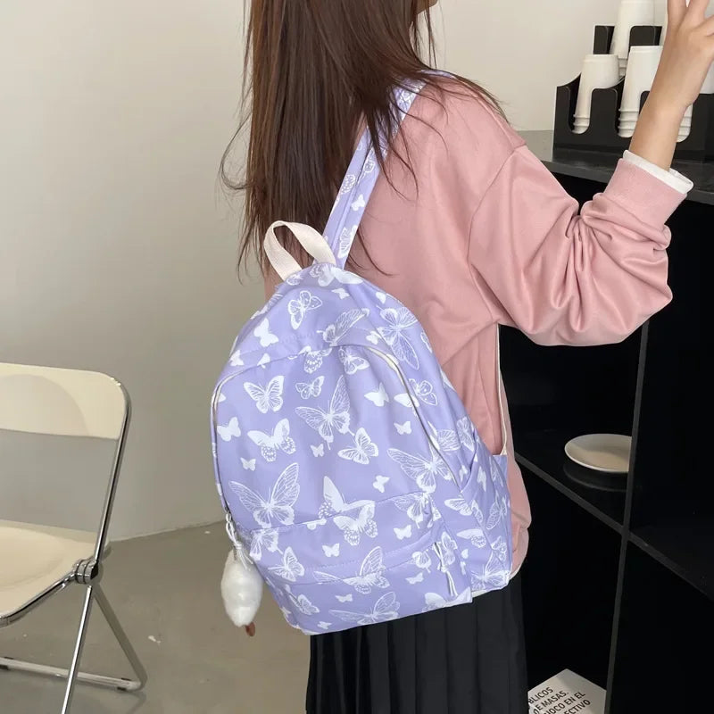 Fashion Butterfly Pattern Korean Women Backpack Student Backpack for School Book Storage and Travel Organizer рюкзак с экраном