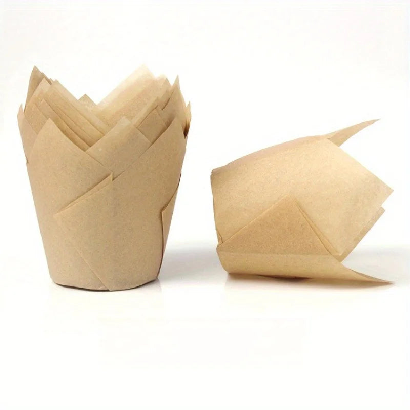 50pcs, Tulip Muffin Cups, Tulip Cupcake Liners, Elegant Party & Holiday Baking Cups for Christmas, Birthdays, Weddings