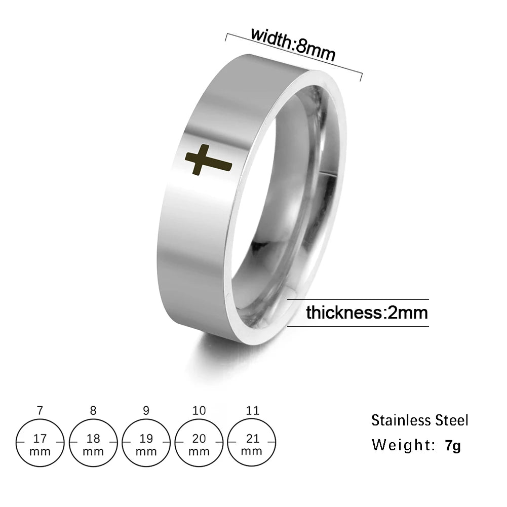 Gothic Cross Couple Ring Stainless Steel Silver Color Jesus Christ Cross Ring