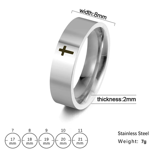 Gothic Cross Couple Ring Stainless Steel Silver Color Jesus Christ Cross Ring