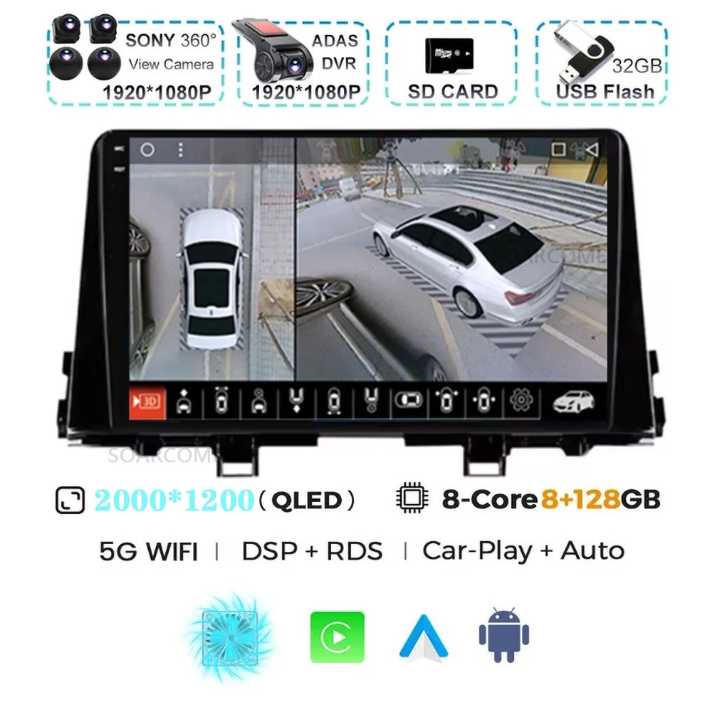 Android 15 For Kia Morning 3 Picanto 2015-2020 2K QLED Android Car Radio Multimedia Video Player GPS Stereo 4G CarPlay Head Unit