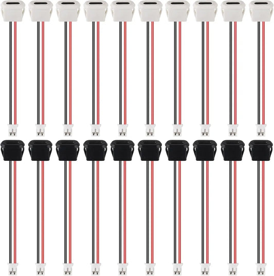 20pcs Type-C Female Chassis Connector USB C Female Chassis 2P Direct Crimp Jack Female Charging Port Waterproof Extension Power