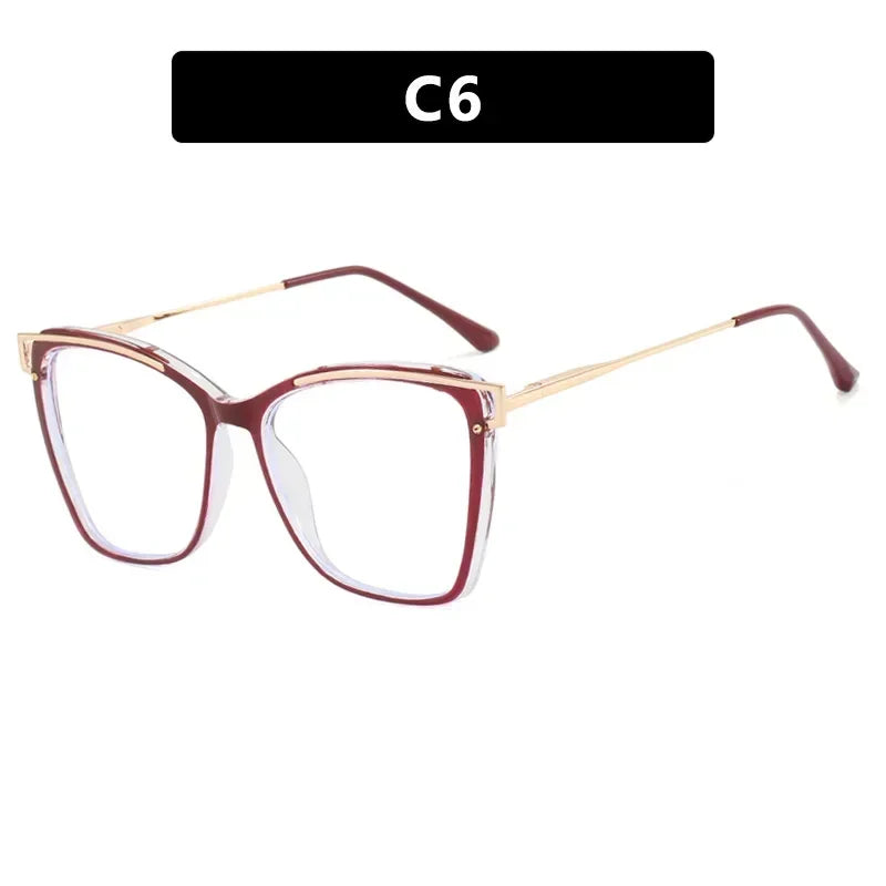 JNPCXI TR90 Anti-Blue Light Retro Women Glasses Frames Oversize Optical Eyeglasses Frame